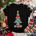 thumbnail image 1 of Christmas Tree Tee T Shirt Graphic Tops Lights Cute Holiday Design Short Sleeve Round Neck Black S-5XL, 1 of 5