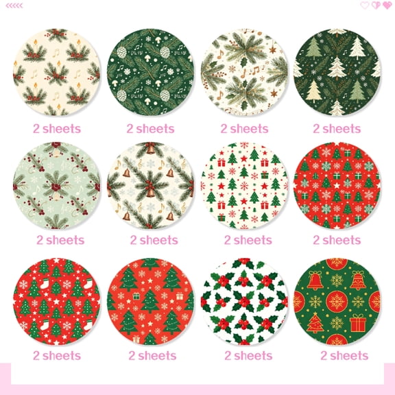Christmas Tree Themed Craft Paper, 24 Pack 6x6 Inches, Single-Sided Decorative Paper for DIY Handicrafts, Scrapbooking