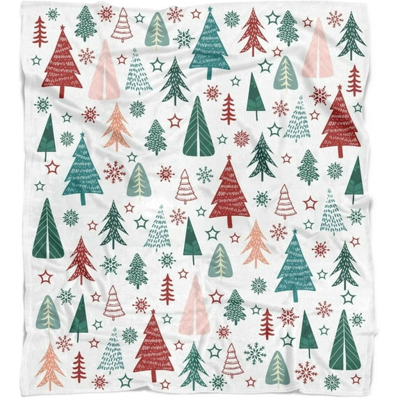 Christmas Tree Throw Blanket Soft Flannel Fleece Snowflakes Blanket Warm Winter Holiday Blanket for Couch,Bed,50"X60"