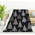 thumbnail image 1 of Christmas Tree Throw Blanket Ultra Soft Warm All Season Black White Leaf Circle Polka Dot Decorative Fleece Blankets for Bed Chair Car Sofa Couch Bedroom 50"X60", 1 of 6