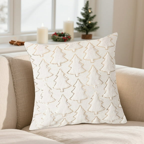 Christmas Tree Throw Pillow Covers 18×18 Winter Xmas Decorative Pillowcase Merry Christmas Cushion Covers for Sofa Bedroom
