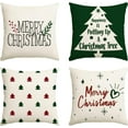 thumbnail image 1 of Christmas Tree Throw Pillow Covers 18x18 Inch Set of 4, Xmas Decorative Pillow Covers Square Holiday Cushion Covers for Sofa Couch Home Decor, 1 of 5
