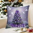 thumbnail image 1 of Christmas Tree Throw Pillow Covers 18x18in Purple Dove Gift Box Design,Soft Polyester,Perfect for Sofa Couch,Winter Holiday Home Decor‌, 1 of 6