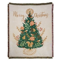 Christmas Tree Throw Woven Blanket,Cozy Christmas throw Blankets,throw blanket with Tassel for Home Festival bedroom living room Decoration 35×60 In