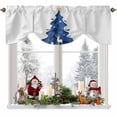 thumbnail image 1 of Christmas Tree Tie Up Valances Curtain, Abstract Blue Trees Elk Gift Bird Star Art Adjustable Rod Pocket Short Window Treatment Tie Up Curtains Valances for Kitchen Living Room Bathroom 54x18 Inches, 1 of 9