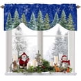 thumbnail image 1 of Christmas Tree Tie Up Valances Curtain, Watercolor Winter Snowflakes Blue Adjustable Rod Pocket Short Window Treatment Tie Up Curtains Valances for Kitchen Living Room Bathroom 60x18 Inches, 1 of 9