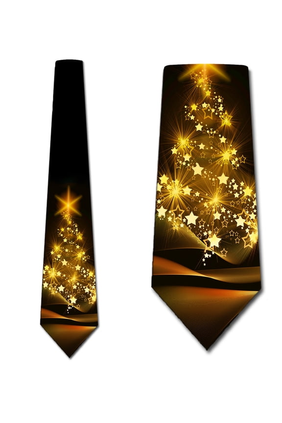 Christmas Tree Ties Mens Holiday Gold Star Tree Necktie by Three Rooker