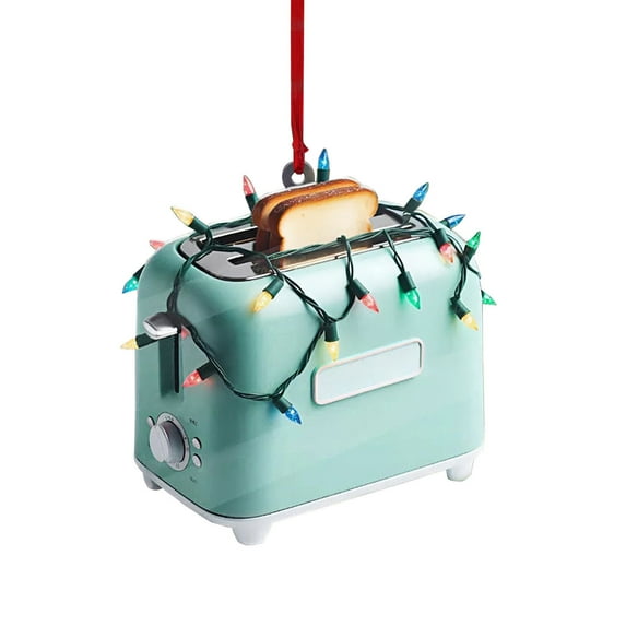 Christmas Tree Toaster Ornament - 2D Flat Acrylic Kitchen Appliance Hanging Pendant - 3.15" Decoration for Xmas Tree Holidays Party Car