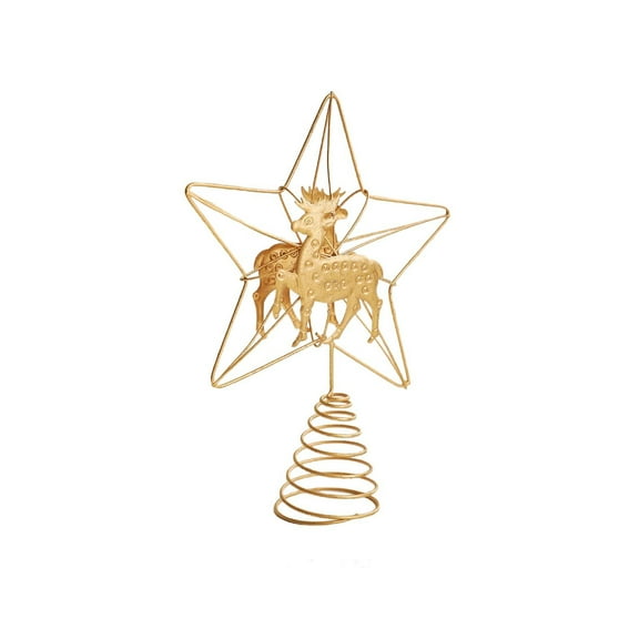 Christmas Tree Top Decoration Star Shaped Hollowed Out Three Dimensional Five Pointed Star Iron Material