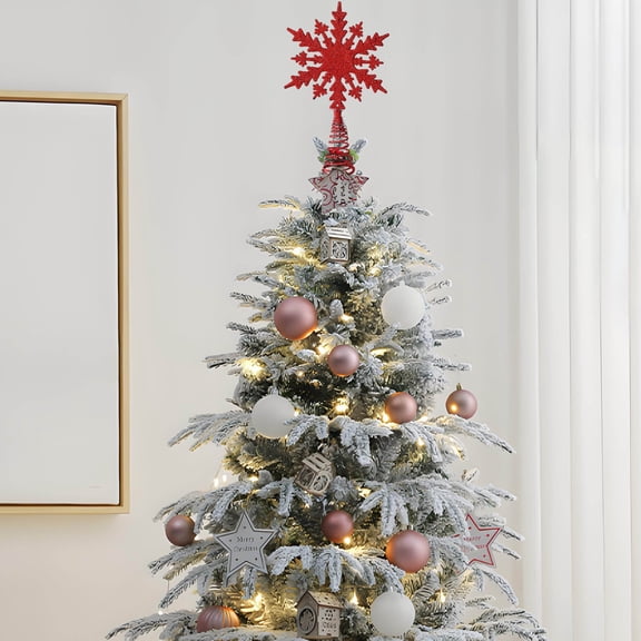 Christmas Tree Top Five-Pointed Star – Hollow Radiating 3D Sparkling Tree Topper Ornament for Holiday Decoration (Gold/Red/Silver)