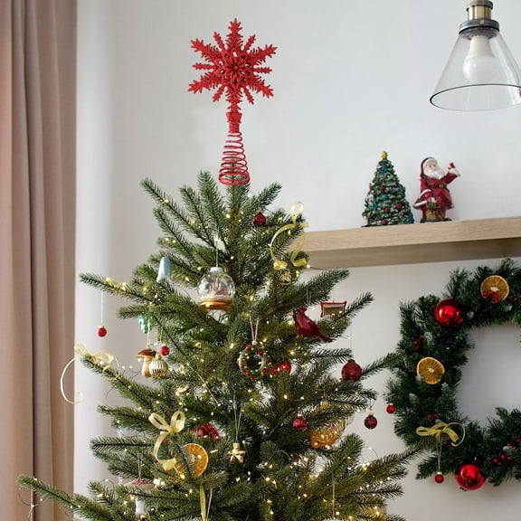 Christmas Tree Top Five-Pointed Star – Hollow Radiating 3D Star Tree Topper Sparkling Ornament for Holiday Decoration (Gold/Red/Silver)