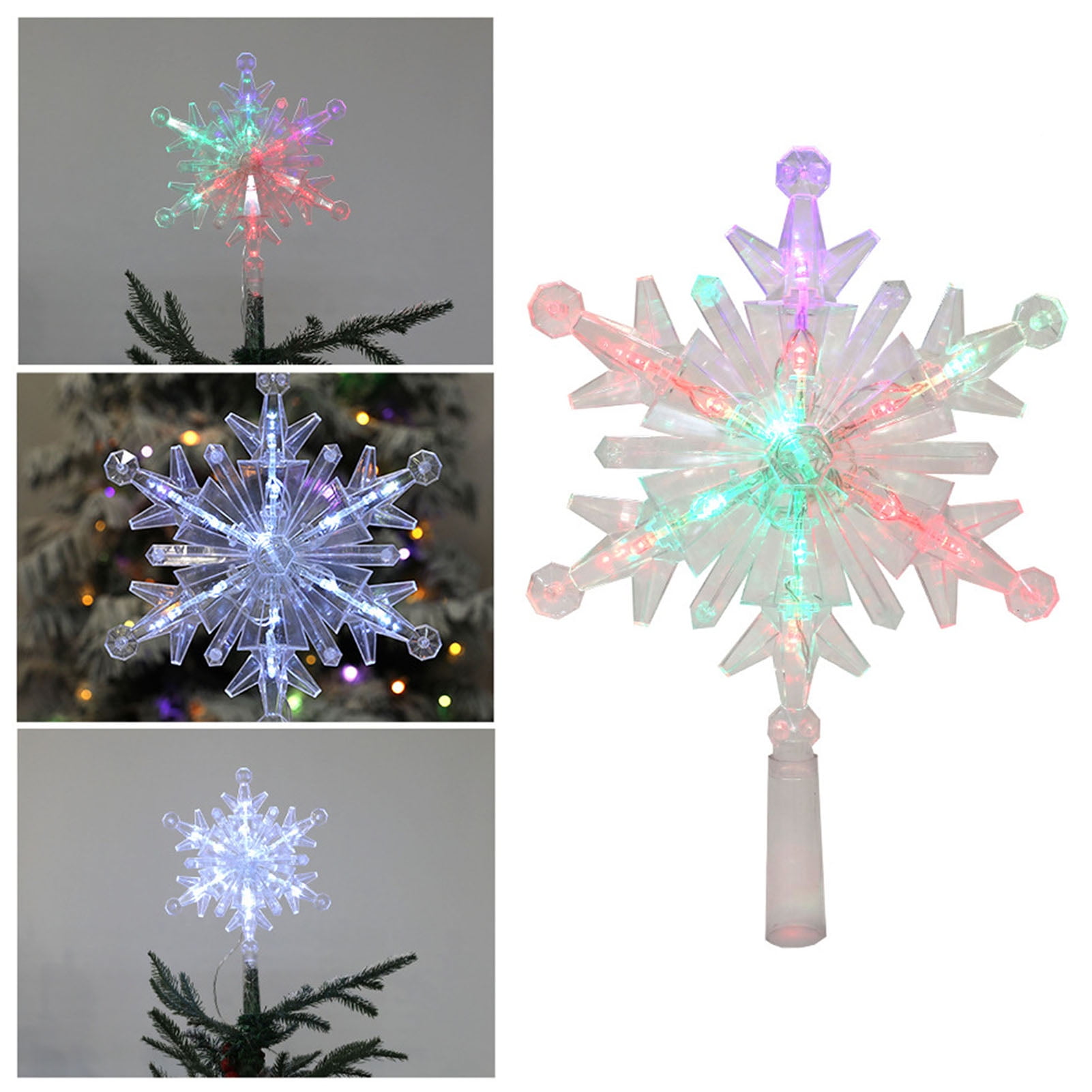 Christmas Tree Top LED Star Tree Topper Bright White Lighted