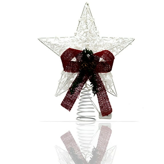 Christmas Tree Top Star, 11.81 Inch Christmas Tree Decoration, Christmas Tree Bowknot Star Decoration, Family Party Decoration (Bowknot Star) 