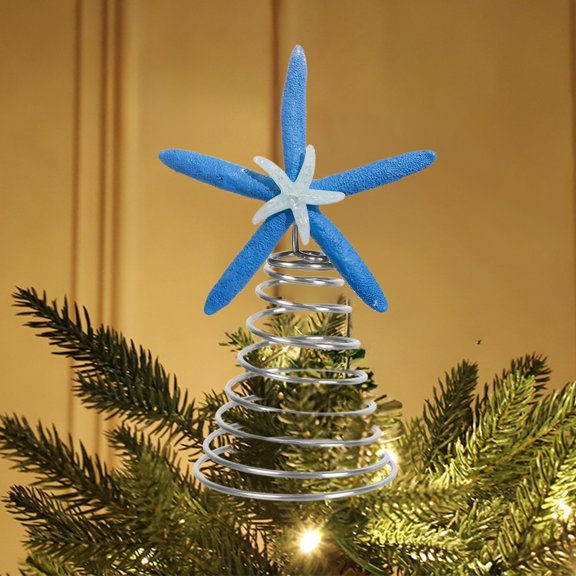 Christmas Tree Top Star Decoration,7.87" Blue Pink White Plastic Tree Topper with Glitter Finish,Holiday Decor for Indoor Trees Mantle Tabletop for Festive Celebration Seasonal Ambiance-Blue