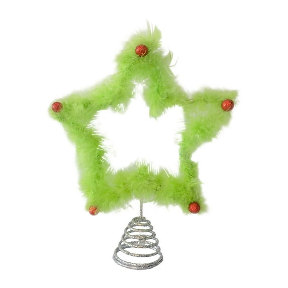 Christmas Tree Top Star Decoration with Built-in Lights, 8x10 Inch Green Iron Tree Topper, Battery Operated Holiday Ornament