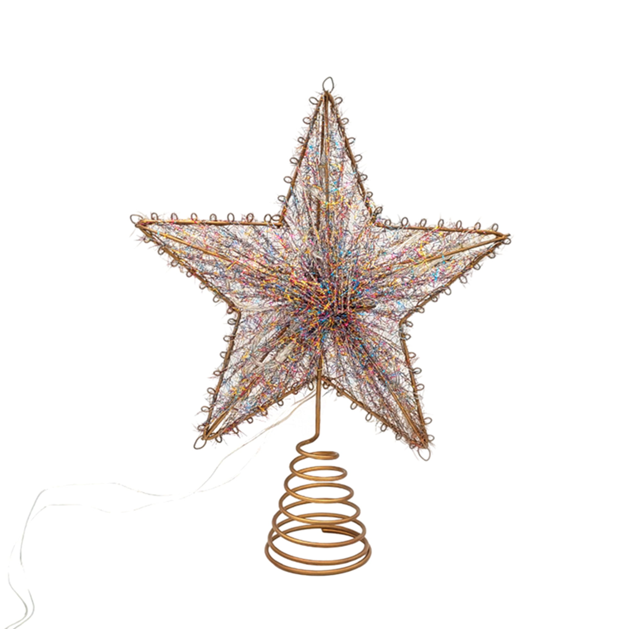 Christmas Tree Top Star Decoration with LED Light, Iron Hollow
