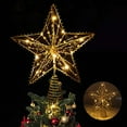 Happiwiz LED Christmas Tree Topper, 9.84'' Gold Star with Beads