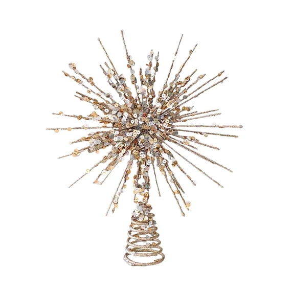 Christmas Tree Topper, 11.8 in x 9.4 in x 9.4 in, Iron, for Shelf, Mantel and Table Display, Gold