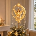 thumbnail image 1 of Christmas Tree Topper, 2D Flat Tree Top Decoration for Holiday Decor, Star and Moon Design with Warm LED Lights and Hanging Pendants for Christmas Tree （Angel B）, 1 of 5