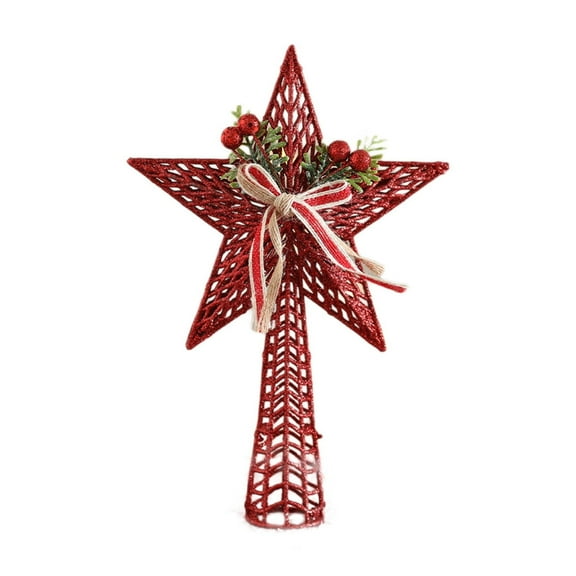 Christmas Tree Topper,3D Golden 5-Pointed Star Tree Topper with Hollow Glitter Projector for Christmas Treetop,LED Snowflake Tree Topper for Christmas Tree Decorations