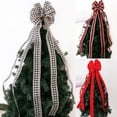 thumbnail image 1 of Christmas Tree Topper - 48x12 inches Large Buffalo Plaid Red Black Burlap Decorative Bow - Rustic Farmhouse Xmas Decorations Home Decor, 1 of 4