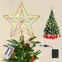Christmas Tree Topper,50 LED Lighted Sparkling Star Tree Toppers Christmas Decorations,8 Lighting Modes Silver Star Xmas Decoration With Remote Control And Extra Battery Box