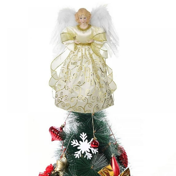 Christmas Tree Topper, Angel Christmas Tree Topper Lighted for Tree Toppers Christmas Decorations Indoors Table Top Angels Home Decor Ornaments,Gold