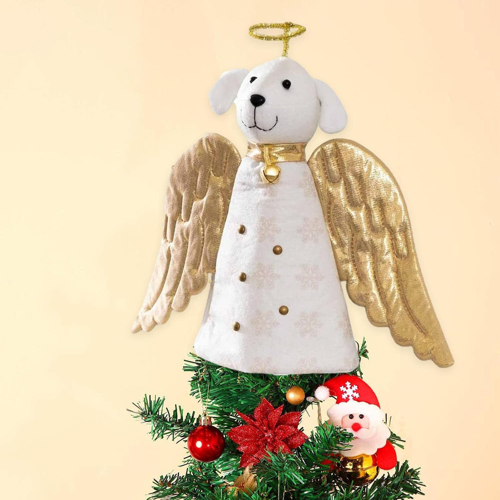 Christmas Tree Topper Angel Dog Gold Creative Angel Dog Christmas Tree