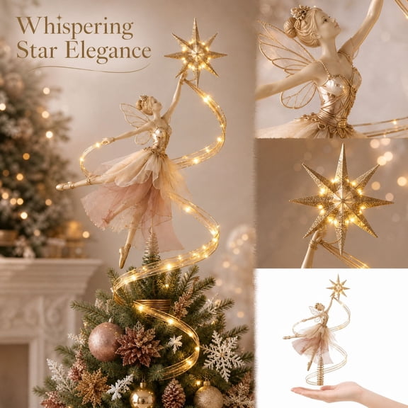 Christmas Tree Topper Ballerina Elf with Warm LED Lights for Holiday Home Decor, Christmas Tree Topper Elegant 3D Sculpted Tree Top Decoration for Christmas Display _##A