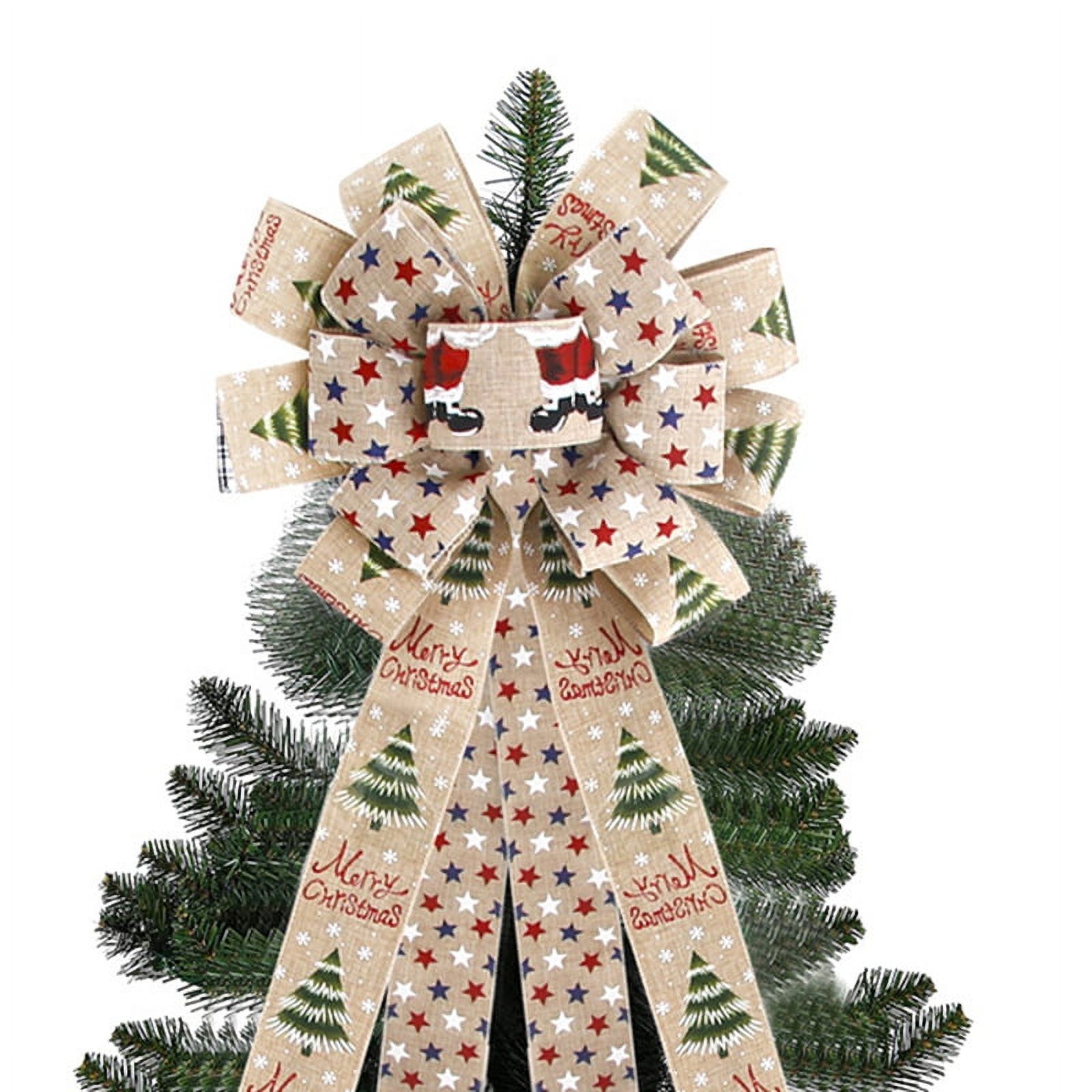 Christmas Tree Topper Bow, 13x55 Inch Large Christmas Bows with