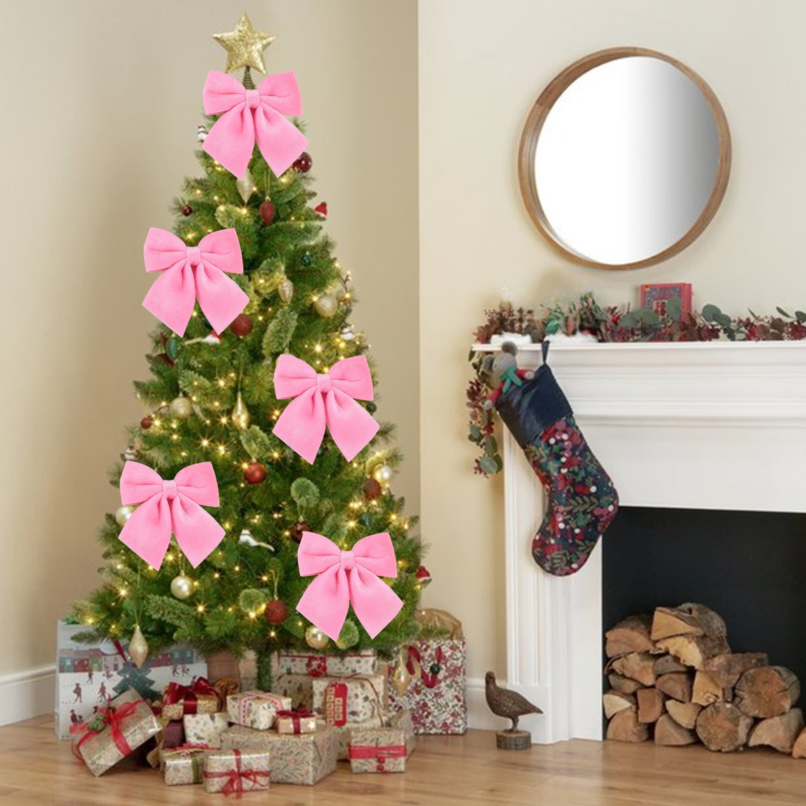 Christmas Tree Topper Bow, 2Pack Velvet Decorative Bows for Holiday