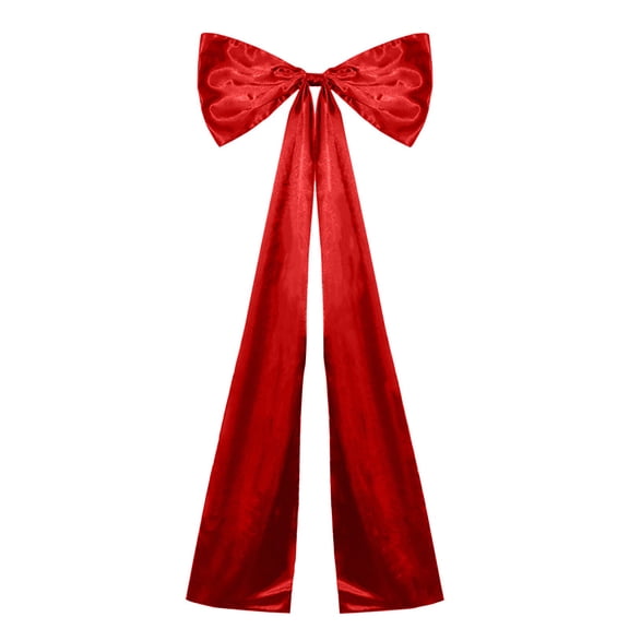 Christmas Tree Topper Bow, 51" Soft Long Tail Red Bow, Decorative Hanging Ornament for Part Door Wall Backdrop, Multi-Occasion