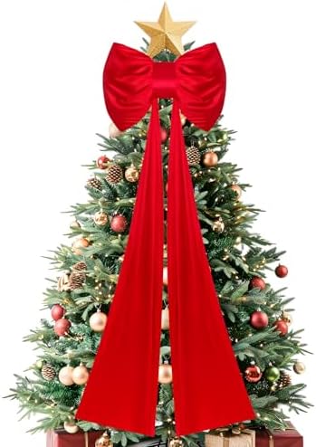 Christmas Tree Topper Bow, 59.06x19.69 Inch Giant Bow with Long ...