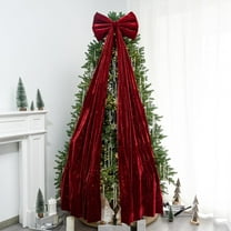 Christmas Tree Topper Bow, 67x16 Inch Velvet Extra Large Room Decor Ribbon Bow for Wedding Engagement Birthday Party, Giant Xmas Bow Decorations for Home Wreath Door Wall(Burgundy)