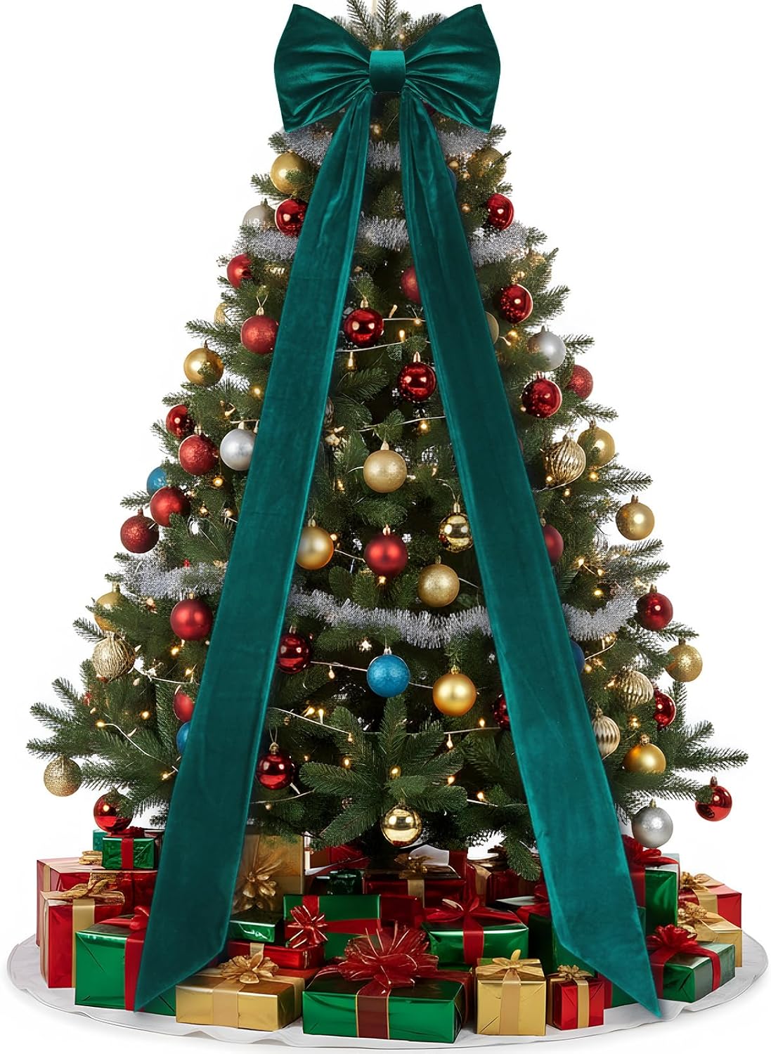 Christmas Tree Topper Bow 90x18 Inch Giant Large Velvet Bow with Long ...