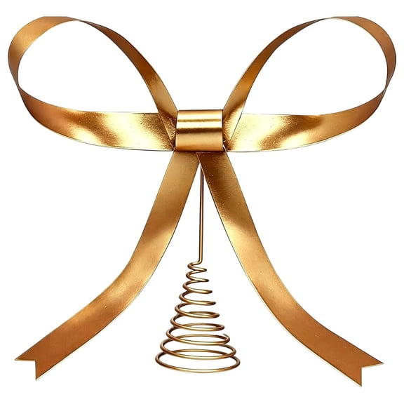 Christmas Tree Topper Bow, Brass Christmas Tree Top, Xmas Bow Decoration, Holiday Metallic Bow Ornament, Star Christmas Tree Topper, Seasonal Tree Top Accent, Festive Bow Shaped Finial