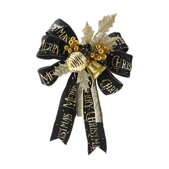 Christmas Tree Topper Bow Flower, Glitter Ribbon and Flower Design, Xmas Handmade Bow for Home, Wedding, Birthday Party, Holiday Decoration (Brown)