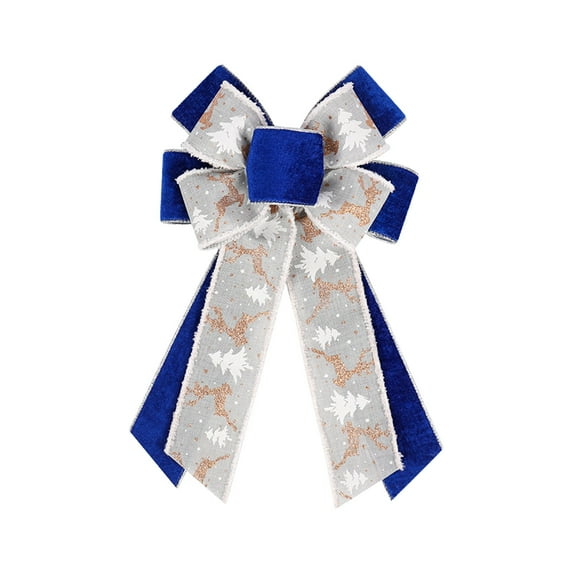 Christmas Tree Topper Bow – Handmade Plush Edge Ribbon Ornament, Velvet Polyester Gift Wrap Bow for Tree Top, Garland, Wall, Door & Holiday Decorations
