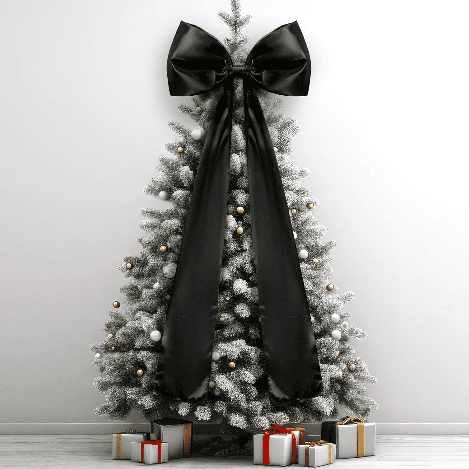 Christmas Tree Topper Bow, Large Christmas Tree Toppers Satin Bows Christmas Decorations, Christmas Wreath Bows for Home Party Wedding Car Holiday Decor Supplies (47 INCH Red Bow)