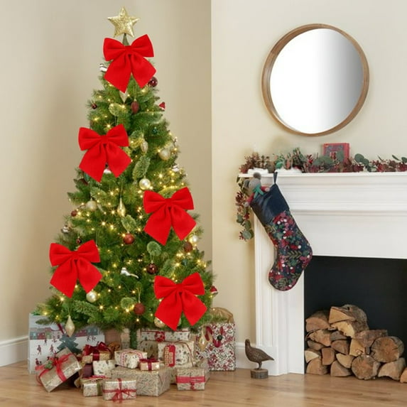 Christmas Tree Topper Bow Large Glitter Bow Tree Topper for Christmas Holiday Parties Indoor Outdoor Home Decor Xmas Tree Decoration Festive Bow Ornament