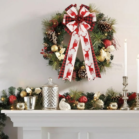 Christmas Tree Topper Bow, Large Handmade Festive Decoration, Perfect for Holiday Home Decor, Tree Top Accent, Wreath Bow, and Gift Embellishment, Crafted from Durable Nylon Material