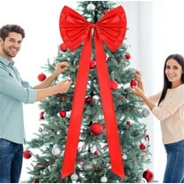 Christmas Tree Topper Bow Red Large Sequin Bow Decor 70.87x23.62 Inchs Ribbon Tie for Xmas Birthday Party Room Decorations Coquette Backdrop Wall Decors