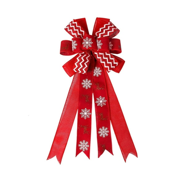 Christmas Tree Topper Bow with Wired Edges, Large Decorative Bow for Xmas Wreaths, Front Door, and Indoor Outdoor Holiday Decorations