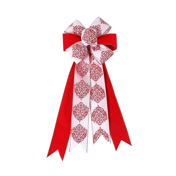 Christmas Tree Topper Bow with Wired Edges, Large Decorative Bow for Xmas Wreaths, Front Door, and Indoor Outdoor Holiday Decorations