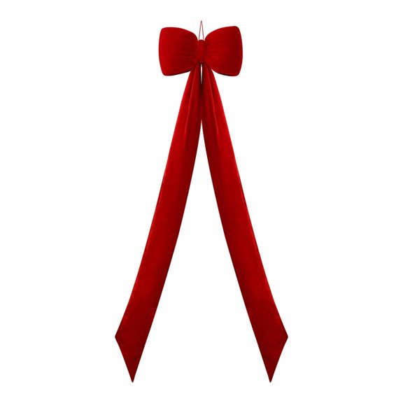 Christmas Tree Topper Bowknot Ornament Red Flannel Material Ideal for Indoor Store Party Scene