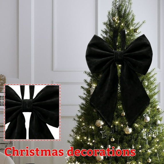 Christmas Tree Topper Bows Large for Decor Birthday Party Hanging Decor for Xmas Tree Wedding Party Room Decorations Black 22 In