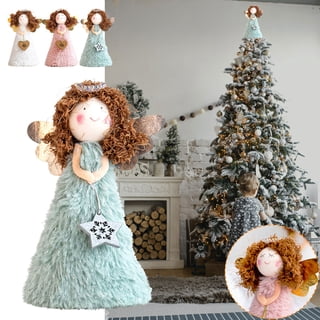 Santa's Workshop 16" Diva Angel Tree Topper - Dark Red Velvet With Gold Trim, Porcelain Face