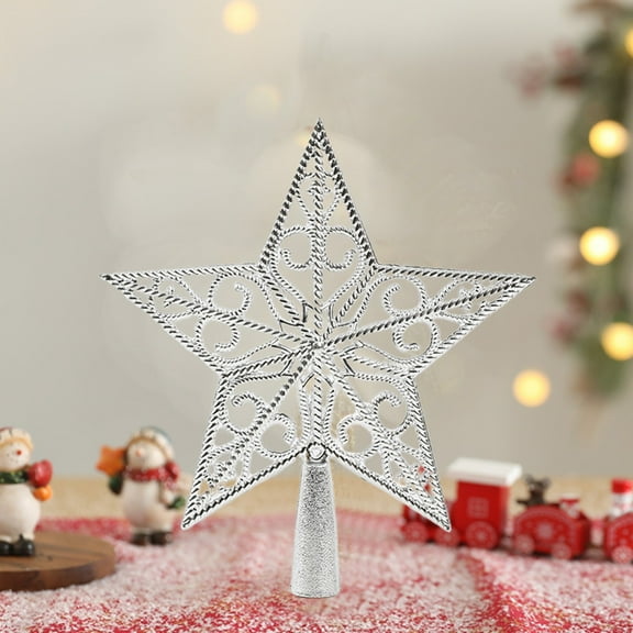Christmas Tree Topper, CXALSSY Christmas Tree Star, 6.7 Inch Silver Tree Topper for Indoor Outdoor Decoration, Unique Luxury Christmas Tree Toppers 2024