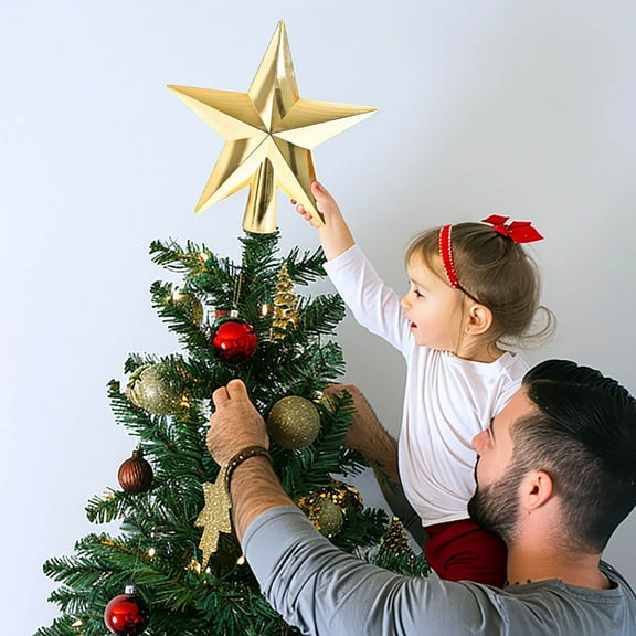 Christmas Tree Topper, CXALSSY Christmas Tree Star, 7.9 Inch Gold Tree Topper for Indoor Outdoor Decoration, Unique Luxury Christmas Tree Toppers 2024