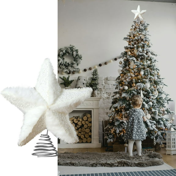 Christmas Tree Topper, CXALSSY Christmas Tree Star, 8.7 Inch White Tree Topper for Indoor Outdoor Decoration, Unique Luxury Christmas Tree Toppers 2024